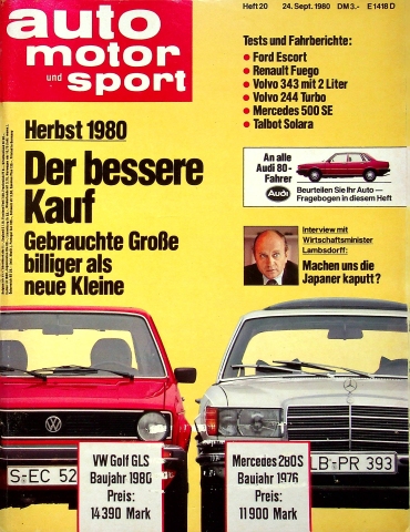 Deckblatt Auto Motor und Sport (20/1980)